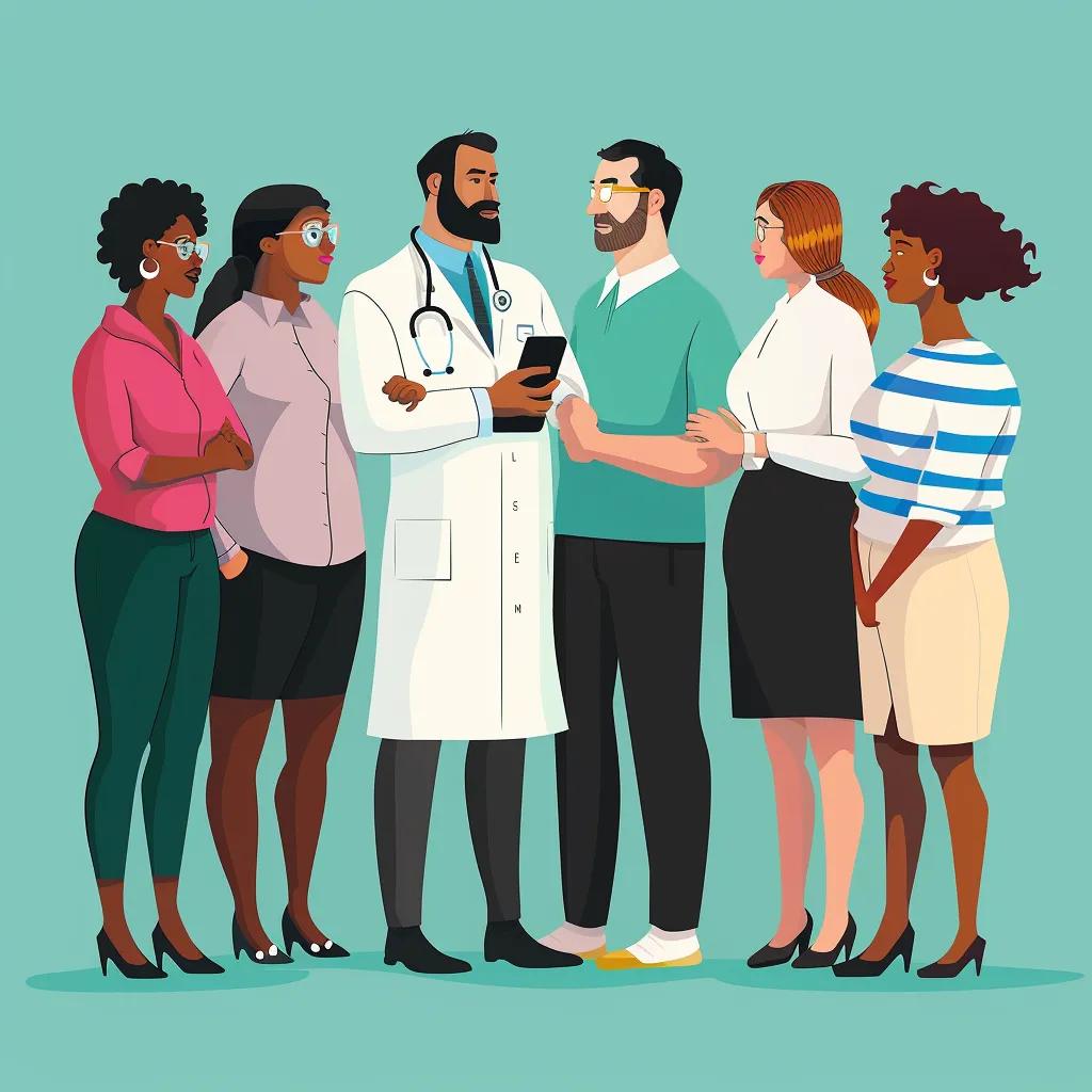 Diverse individuals in a medical weight loss consultation, highlighting personalized health plans