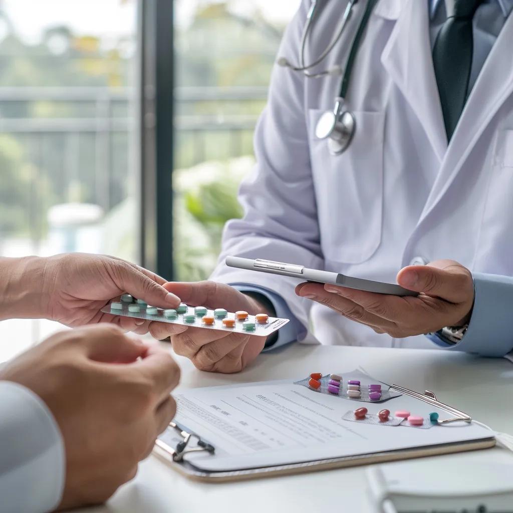 Healthcare professional discussing tirzepatide and semaglutide medications with a patient